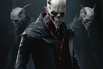 draw watercolor dark art and fantasy horror character design