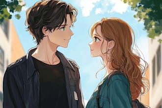 make a anime couple character art anime style