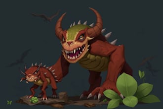 create concept art monsters, animals, characters, plants
