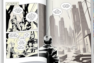 do comic book illustration, comic page, comic panel, graphics novel