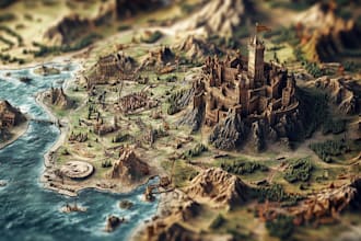illustrate medieval fantasy and sci fi maps