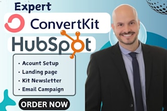 create kit newsletter email template landing page hubspot beehiiv automation