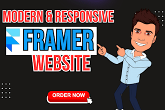 design modern and responsive framer website,  framer landing page webflow