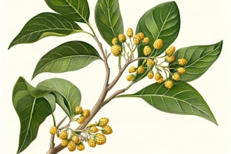 design botanical illustration of flowers, plants, and fruits