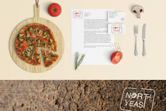 design a minimalist custom pizza, food bar, or restaurant logo