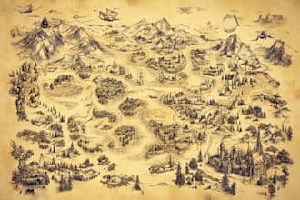 do a fantasy map for rpg fantasy dnd novels board game