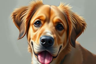 turn pet animal portrait into oil digital painting style