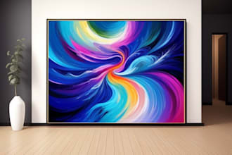 create unique printable digital oil paint abstract wall art design