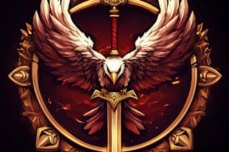 design medieval fantasy game, rpg, mmo game logo