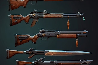 design creative concept art of weapons and items