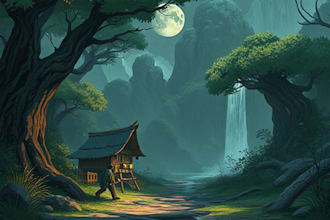 draw a game art, illustration, environment or concept art