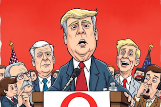 create a political or satirical cartoon