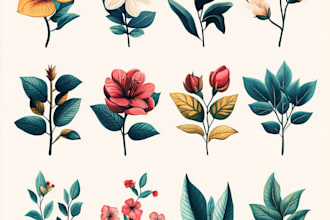 draw botanical illustration of plants and flowers