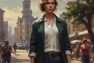 digital oil paintings vehicles and landscape