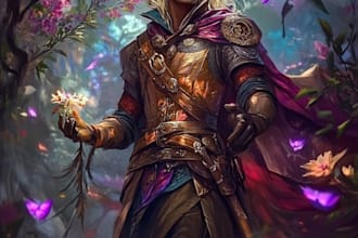 create dnd art, fantasy character for dnd party