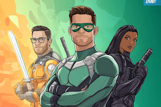 draw comic superhero character logo and friendship portrait