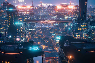 make a cyberpunk city sci fi style for you