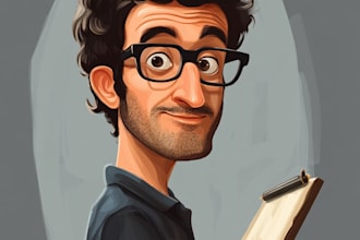 drawing funny cartoon character, caricature, logo, portrait