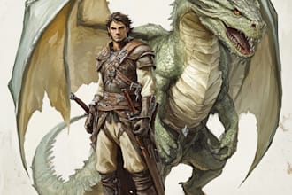 make a dnd character art or dnd character illustration