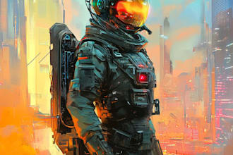 draw a sci fi character illustration or sci fi character