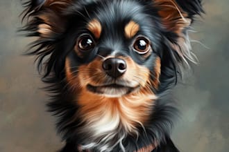 do realistic digital pet portrait dog, cat, horse