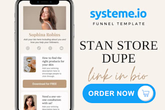 set up and optimize your systeme io, stan store marketing, payhip, or beacons ai