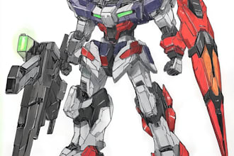 draw gundam, transformer, robot, armor, mecha
