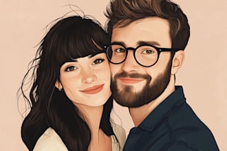 draw an amazing portrait illustration for couple, family