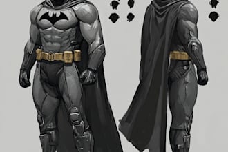 draw concept art superhero character for comics cartoon