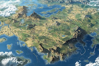 do a fantasy map with digital watercolours