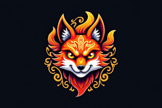 make a high quality kitsune mask mascot logo design with unlimited revision
