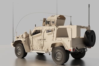 make 3d realistic military car,armor tank,hard surface,3d vehicle wrap,solidwork