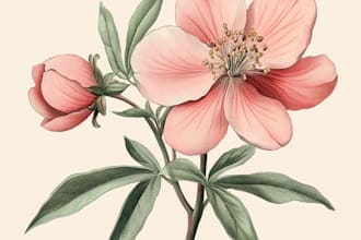make a botanical illustration of flowers, plants, fruits