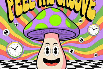 do acid trippy cartoon illustrations and characters