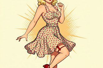 draw pin up girl character for you