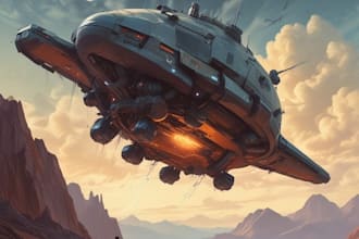 design a spaceship, sci fi illustration and sci fi art