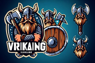do wonderful viking set with axes amd shield mascot logo
