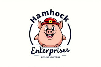 do awesome piggy cartoon character mascot logo design