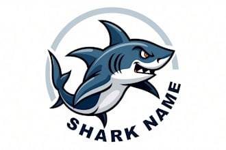do awesome angry shark mascot logo design