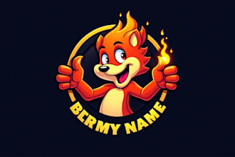 do red hot fire cartoon character mascot logo design