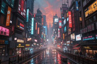 illustrate a cyberpunk futuristic city art