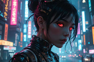 create a cyberpunk futuristic city art