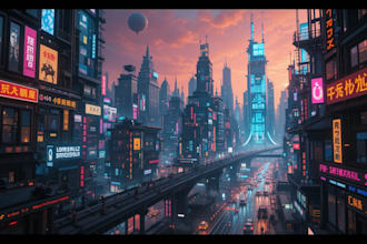 design cyberpunk futuristic city art