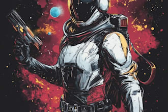 do a sci fi character illustration or sci fi character
