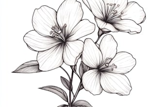 draw botanical illustrations of flowers, plants, line art
