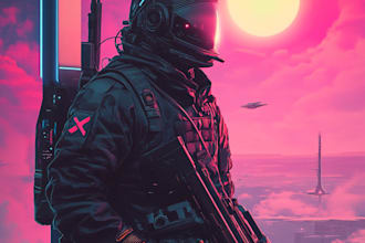 make a sci fi character illustration or sci fi character