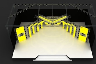 design stunning 3d stage, conference exhibition environment, virtual stage