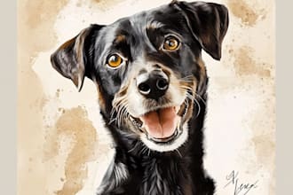custom pet portrait, digital art, watercolor, pet memorials