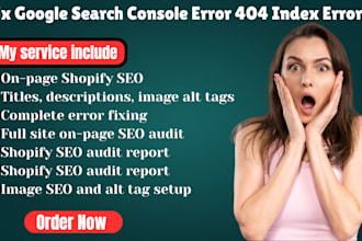 fix google search console error 404 index advance shopify SEO optimization