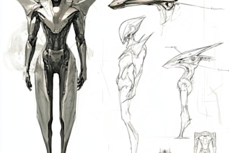 design robots and concept art of futuristic mecha
